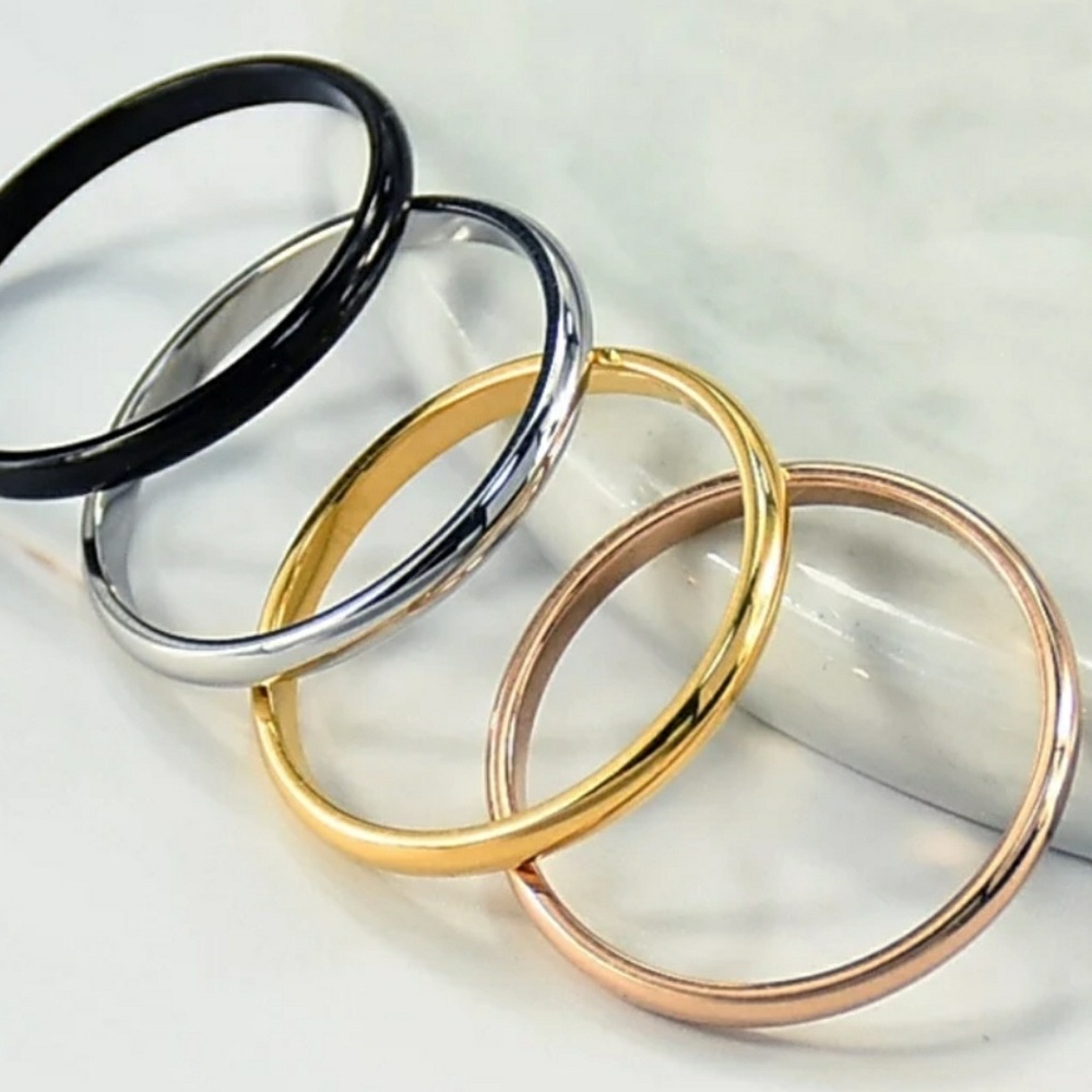 NEW Simple 2mm Rose Gold Tone Stackable Band Ring - Picture 4 of 4